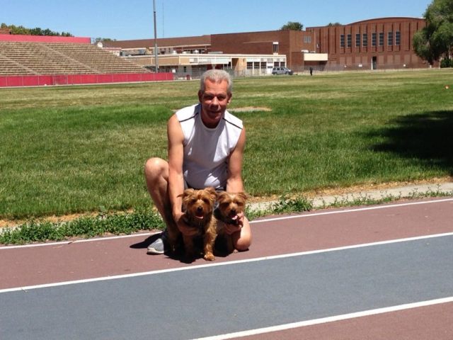 Steve & the dogs at the track